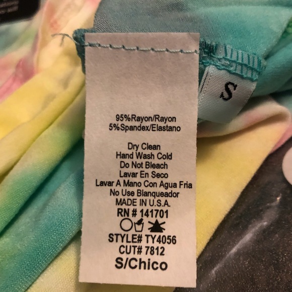 Tie Dye Criss Cross Strap Yellow Teal Tank Top! - Picture 8 of 12